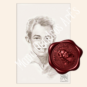 Estudo em lápis grafite de retrato baseado em desenho de Andrew Loomis.