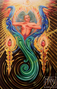 Pintura acrílica sobre tela com composição inspirada na obra “The Creatrix”, de caráter figurativo e simbólico.