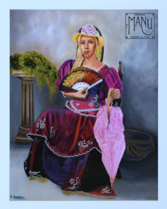 Autorretrato em óleo sobre tela de Emanuele Quadros aos 26 anos.
