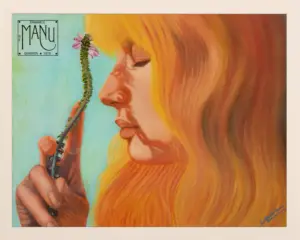 Retrato de Pati Rigon em pintura acrílica sobre tela, realizado por Emanuele Quadros.