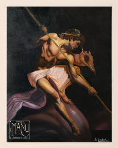 Pintura em óleo sobre tela baseada em obra de referência de Roberto Ferri, estudo figurativo em retrato artístico.